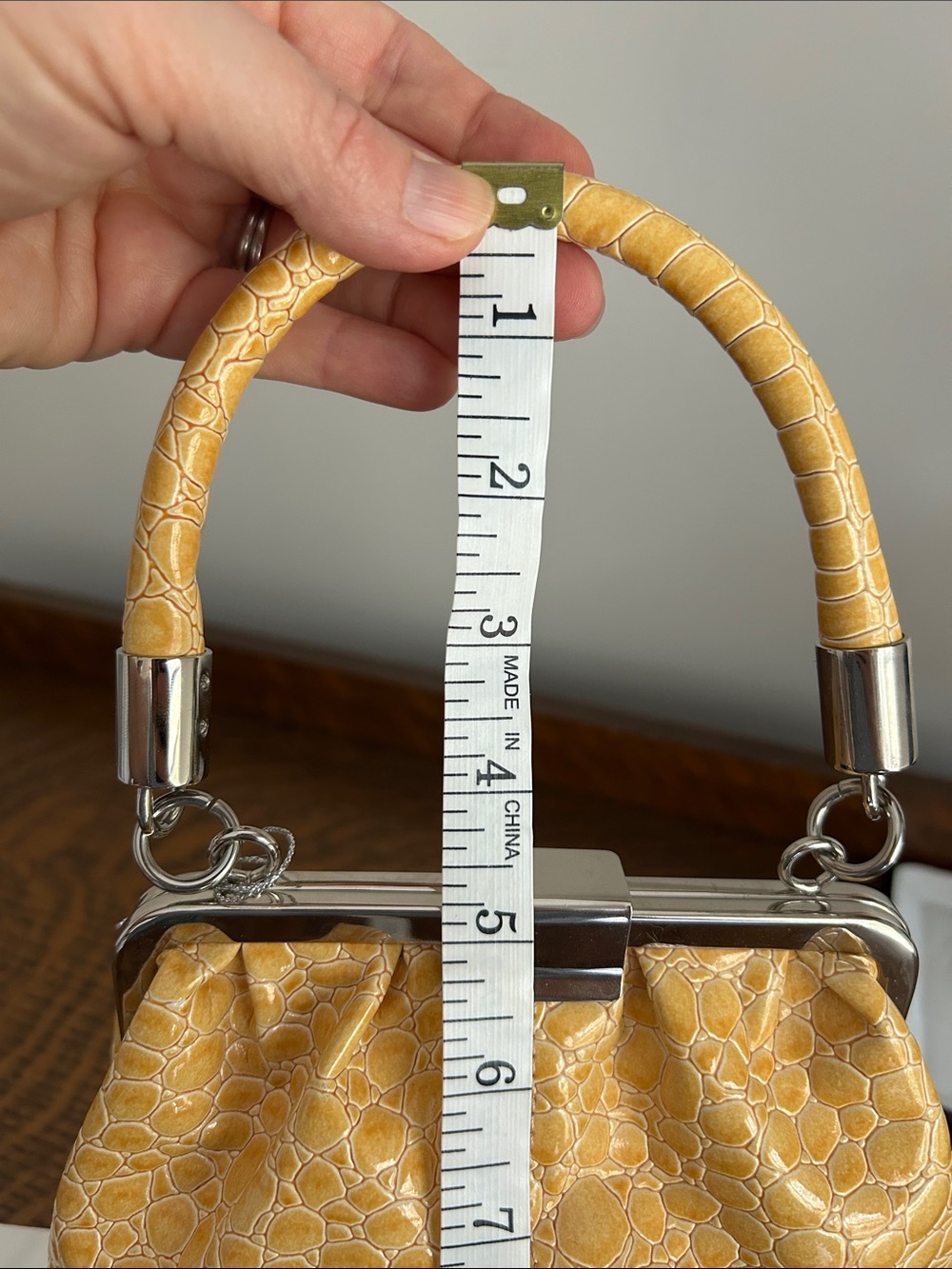 Beijo Yellow Croc-Embossed Top-Handle Bag - Picture 14 of 14